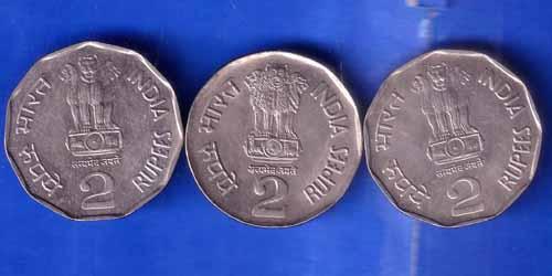 SET OF 3 REPUBLIC INDIA TWO RUPEE 1995 ,  2000 (2)  COINS ANH1832