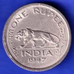 George VI King Emperor 1947 One Rupee Coin HSK385