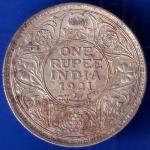 RARE British India 1921 Bombay Mint George VI One Rupee Silver Coin ANH145