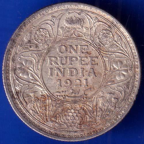 RARE British India 1921 Bombay Mint George VI One Rupee Silver Coin ANH145