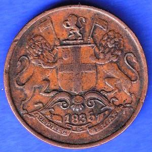 East India Company 1835 One Quarter Anna Copper Coin ANH3276