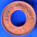 British India 1945 Bombay Mint George VI King 1 Pice Copper Coin ANH3092
