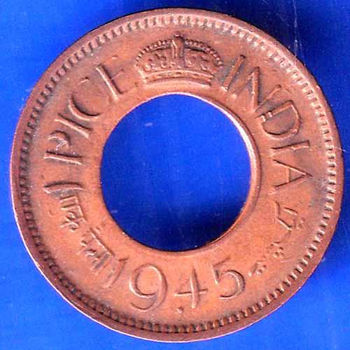 British India 1945 Bombay Mint George VI King 1 Pice Copper Coin ANH3092