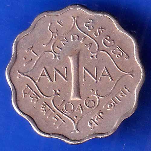 British India 1946  BOMBAY MINT George VI King 1 Anna Coin ANH3098