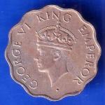 British India 1946  BOMBAY MINT George VI King 1 Anna Coin ANH3098
