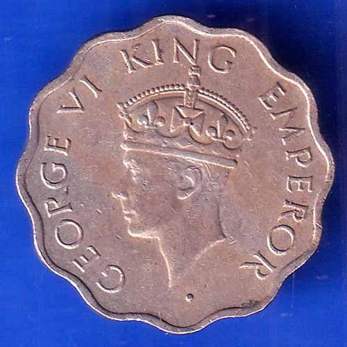 British India 1946  BOMBAY MINT George VI King 1 Anna Coin ANH3098