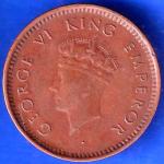 British India 1939 Bombay Mint  George VI King Emperor Half Pice Coin ANH2128
