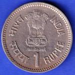 Republic India 1989 BOMBAY MINT Jawahar lal Nehru Centenary 5 Rupee Coin HSK182