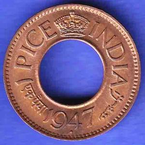 British india king bombay mint george vi 1947 one pice beautiful copper Coin HSK627
