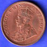 BRITISH INDIA 1936 GORGE V KING ONE QUARTER ANNA COPPER COIN HSK591