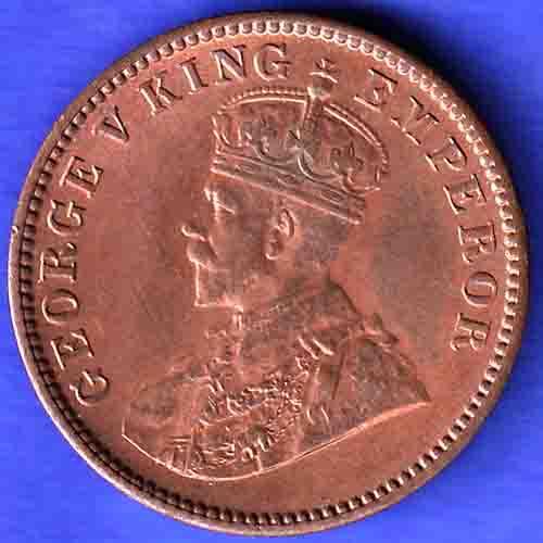 BRITISH INDIA 1936 GORGE V KING ONE QUARTER ANNA COPPER COIN HSK591