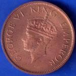 British India 1942 George VI King Emperor One Quarter Anna Coppr Coin ANH84