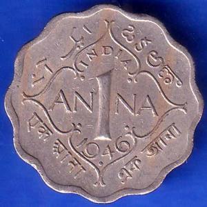 British India 1946 NOIDA MINT George VI King 1 Anna Coin ANH3028