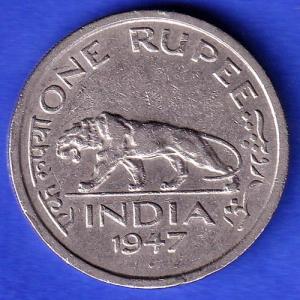 George VI King Emperor 1947 One Rupee Coin HSK241