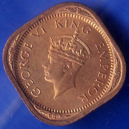 British India 1942 George VI King Half Anna Coin ANH432