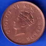 BRITISH INDIA 1939 GORGE VI KING ONE QUARTER ANNA COPPER COIN ANH1230