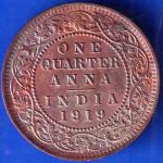 British India 1919 George V One Quarter Anna Coin ANH1835