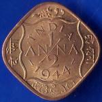 British India 1944 George VI King Half Anna Coin ANH433