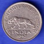 George VI King Emperor 1947 Bombay Mint One Rupee Coin HSK979