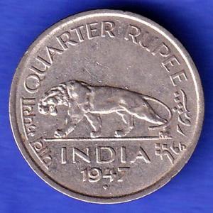 George VI King Emperor 1947 Bombay Mint One Rupee Coin HSK979