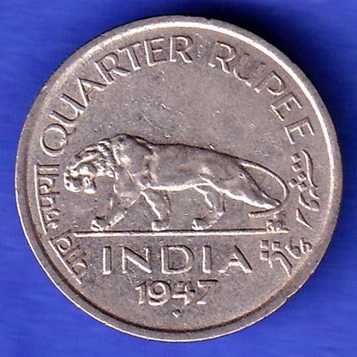 George VI King Emperor 1947 Bombay Mint One Rupee Coin HSK979
