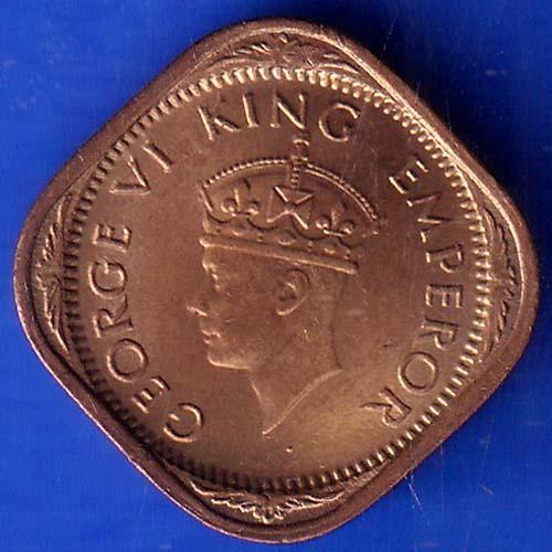 British India 1944 George VI King Half Anna Coin ANH1331