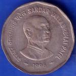 Republic India 1996 Bombay Mint Sardar Vallabhbhai Patel 2 Rupee Coin ANH1387
