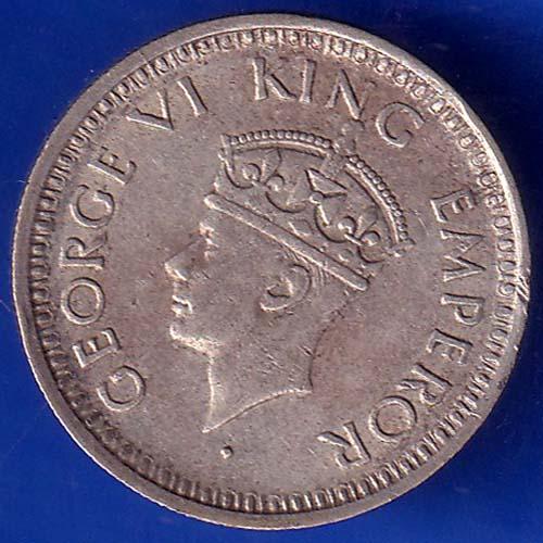 British India 1943 Bombay Mint George VI King Quarter Rupee Coin ANH386