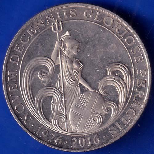 ELIZABETH II DEI-GRA REGINA. GIBRALTAR 1926 2016 ONE CROWN NOVEM DECENNIIS COIN ANH435