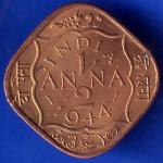 British India 1944 George VI King Half Anna Coin ANH1088