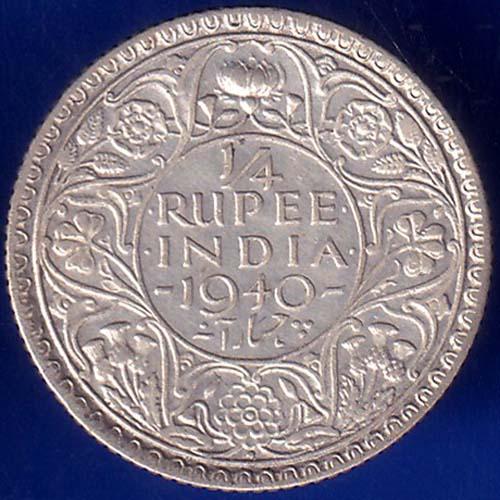 british india 1940 bombay mint george vi king quarter rupee coin  ANH129