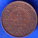 British India 1910 EDWARD VIIKING & EMPOROR 1/12 Anna Copper Coin ANH1389