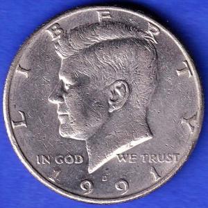 United State Of America 1991 Liberty Half Dollar Coin HSK244