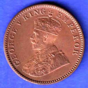 BRITISH INDIA 1936 GORGE V KING ONE QUARTER ANNA COPPER COIN HSK595