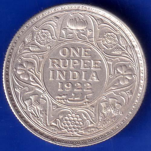 British India 1922 Bombay Mint George V King One Rupee Coin ANH436