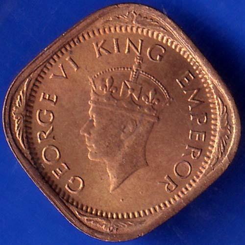 British India 1944 George VI King Half Anna Coin ANH1088