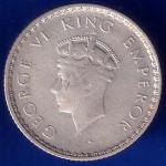 british india 1940 bombay mint george vi king quarter rupee coin  ANH129