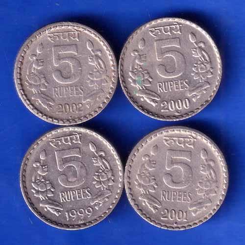 4 SET OF REPUBLIC INDIA DIFFERENT YEAR, MINT  5 RUPEE COINS ANH2929