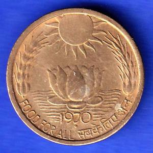 REPUBLIC INDIA 1970 FOOD FOR ALL 20 PAISA bombay mint COIN ANH3237