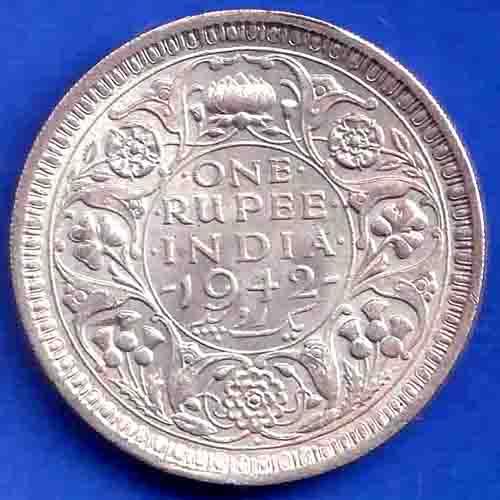 British India 1942 George Vi King Bombay Mint One Rupee Coin ANH3433