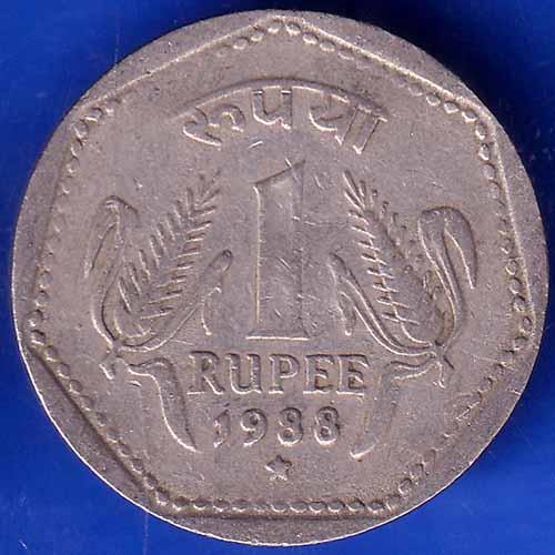 Republic India 1988 Hyderabad Mint One Rupee Coin ANH1233