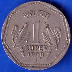 REPUBLIC INDIA 1990 NOIDA MINT ONE RUPEE COIN ANH286