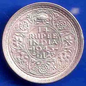 British India 1943 George Vi King Quarter Rupee Coin ANH3403