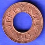 British India 1943 George Vi King One Pice Coin HSK603