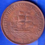 GEORGIVS SEXTVS REX  SOUTH AFRICA 1950 SUID AFRIKA 1D RARE COIN ANH1452