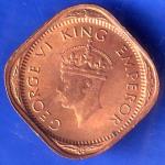 UNC British India 1944 George VI King Half Anna Coin ANH2953