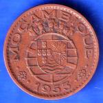 Mozambique 1 Escudo 1953 Rare Copper Coin ANH3053