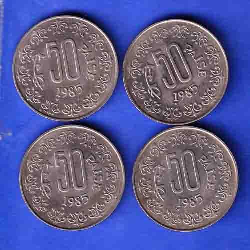4 Coins Set:-REPUBLIC INDIA 1985 50 PISA COIN ANH3303
