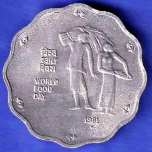 REPUBLIC INDIA 1981 BOMBAY MINT WORLD FOOD DAY 10 PAISA COIN HSK605