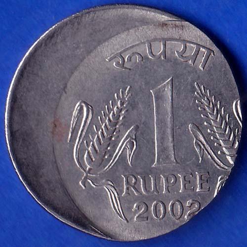 republic india 2002 one rupee error coin ANH12